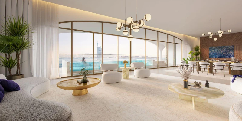 Contemporary space in Downtown Dubai highlighting Interior paint selection.